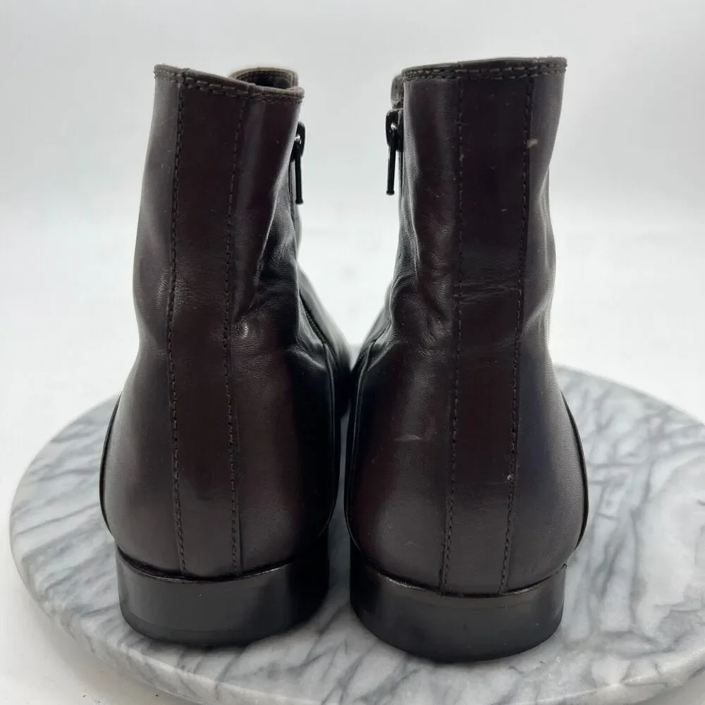 Dapper Man Cap Toe Chelsea Boots Mens 44 Brown Leather Side Zip Elastic Slip On